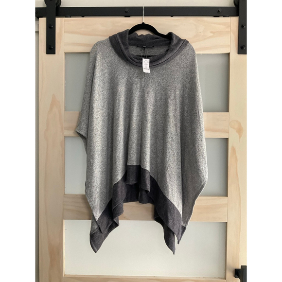 White House Black Market Gray Cowl Neck Poncho Sweater Top Size Small - Picture 1 of 6